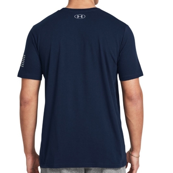 NWT Under Armour Amrrican Flag UA Large Logo Freedom T-Shirt Navy Blue - Picture 2 of 7